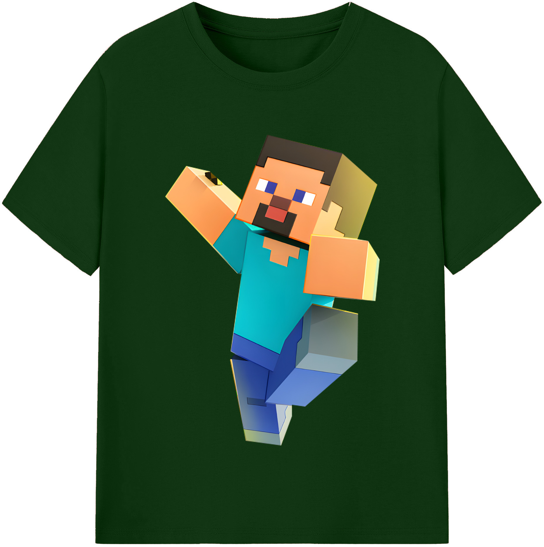 （画像用） マインクラフト ブロックの世界 Minecraft MC Block world 綿100％半袖Tシャツ（フロントプリント）